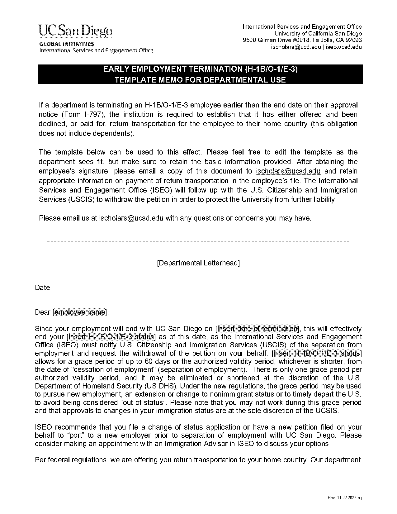 termination letter template employee