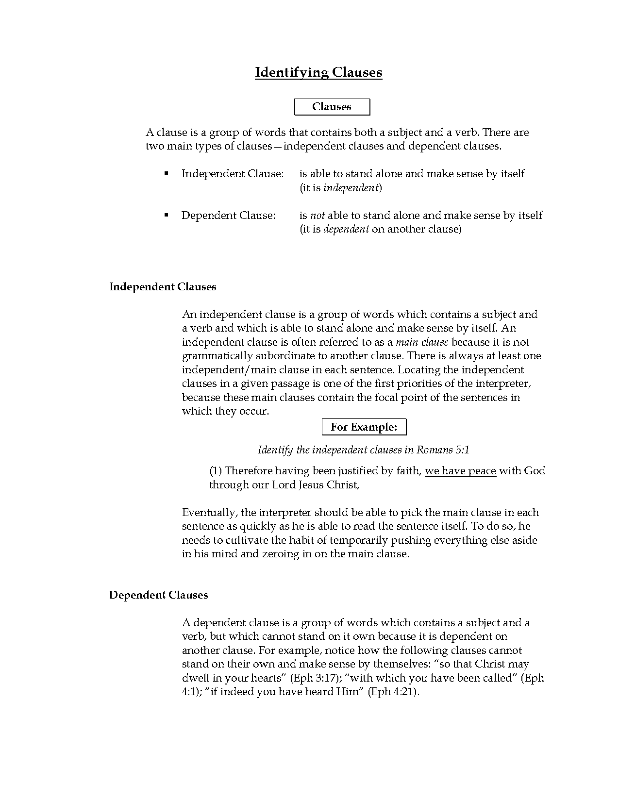 how to identify a dependent and independent clause