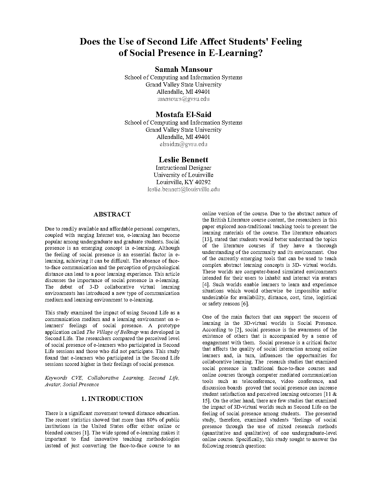 collaborative learning social presence and satisfaction clss questionnaire