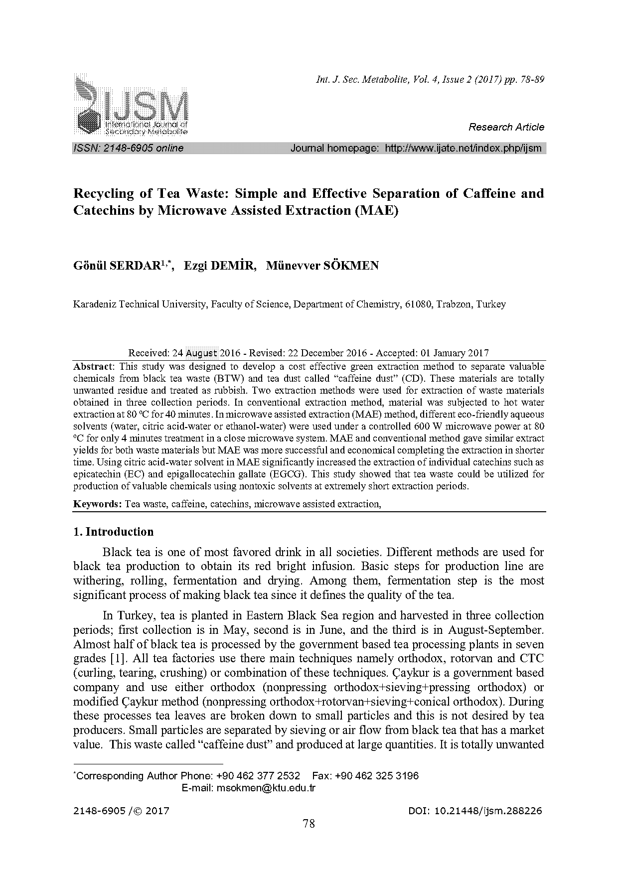 determination of caffeine in tea samples project pdf