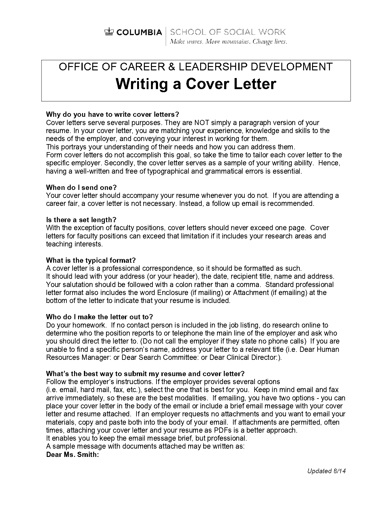 best way to send a cover letter via email