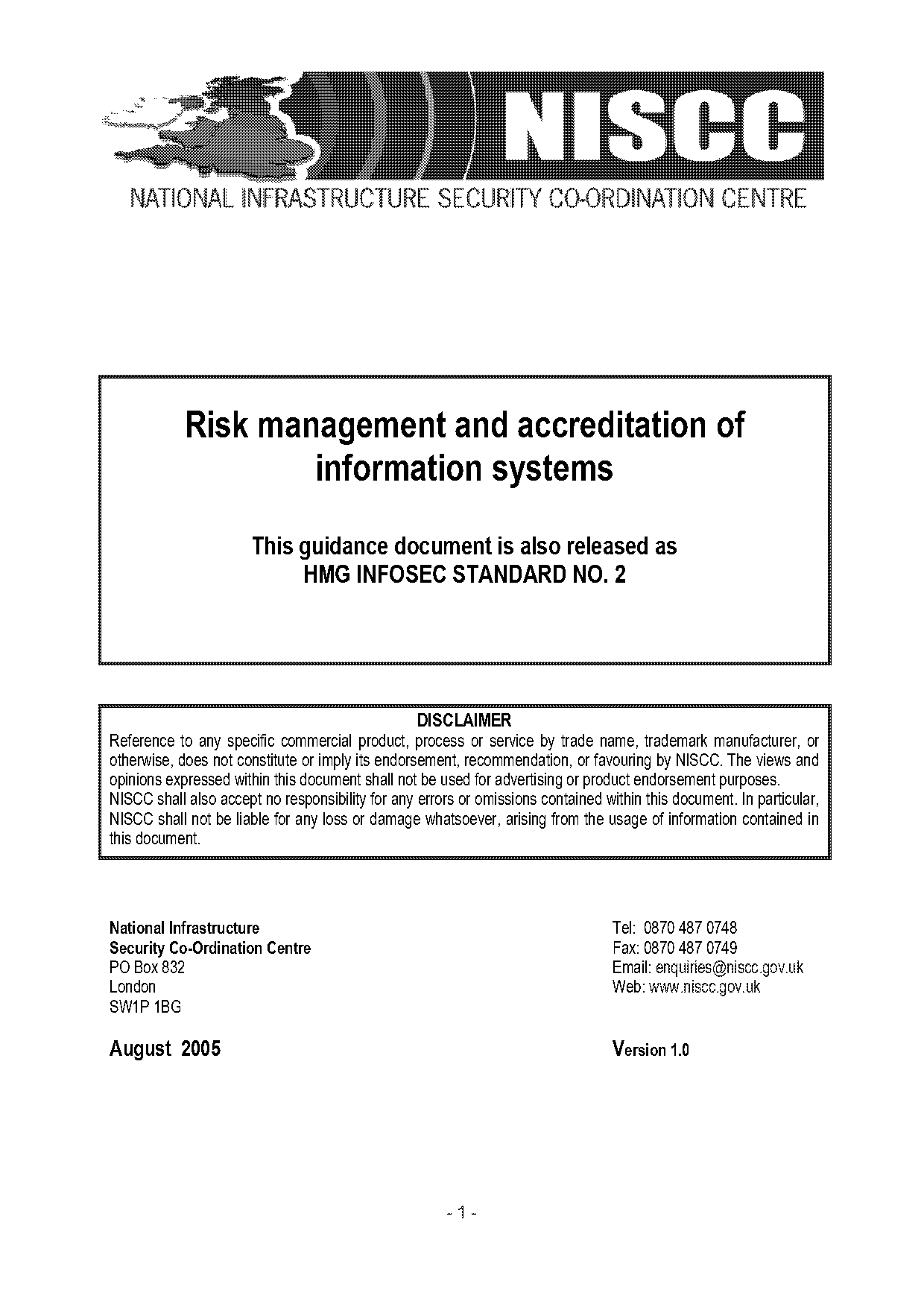 risk management accreditation document set template