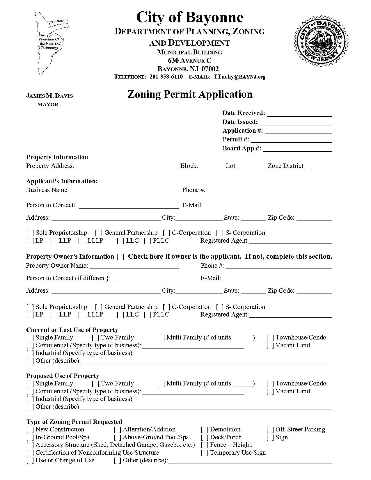 city of davis planning application form