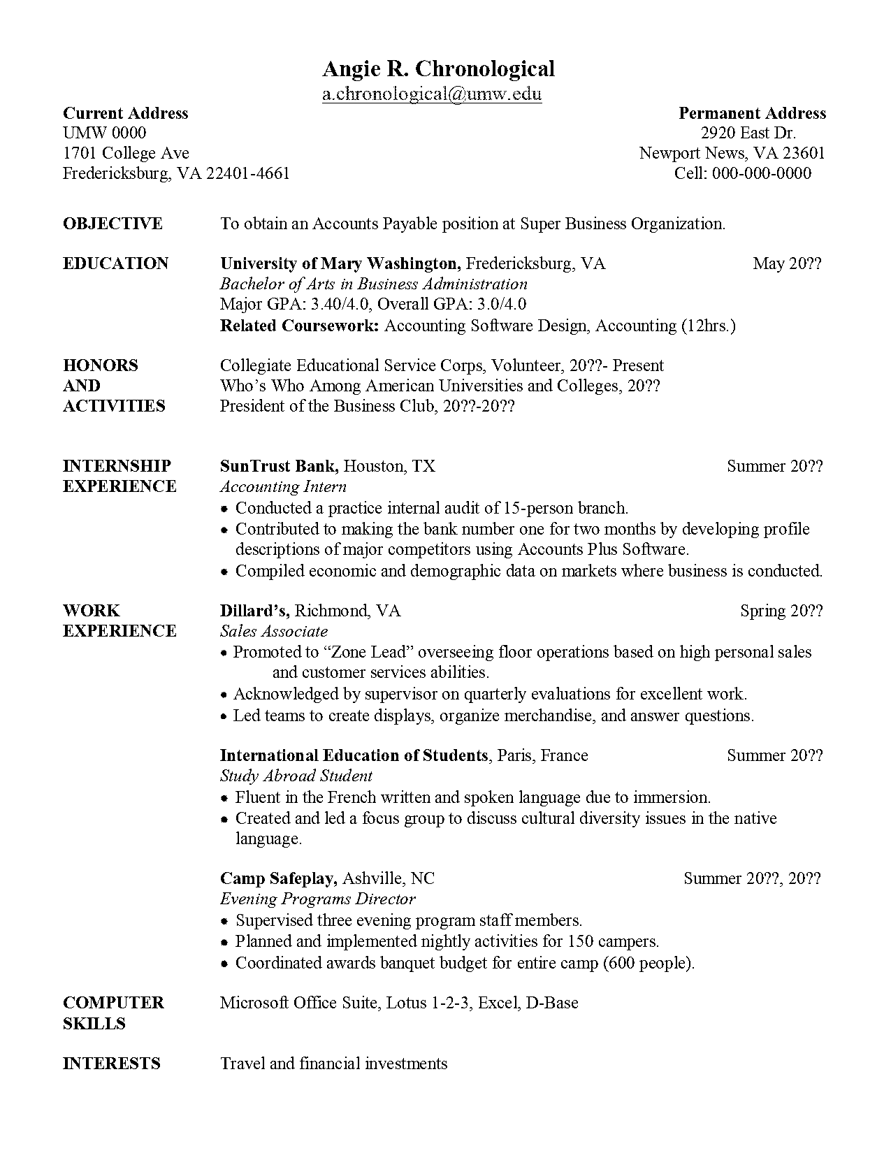 management information systems entry level resume