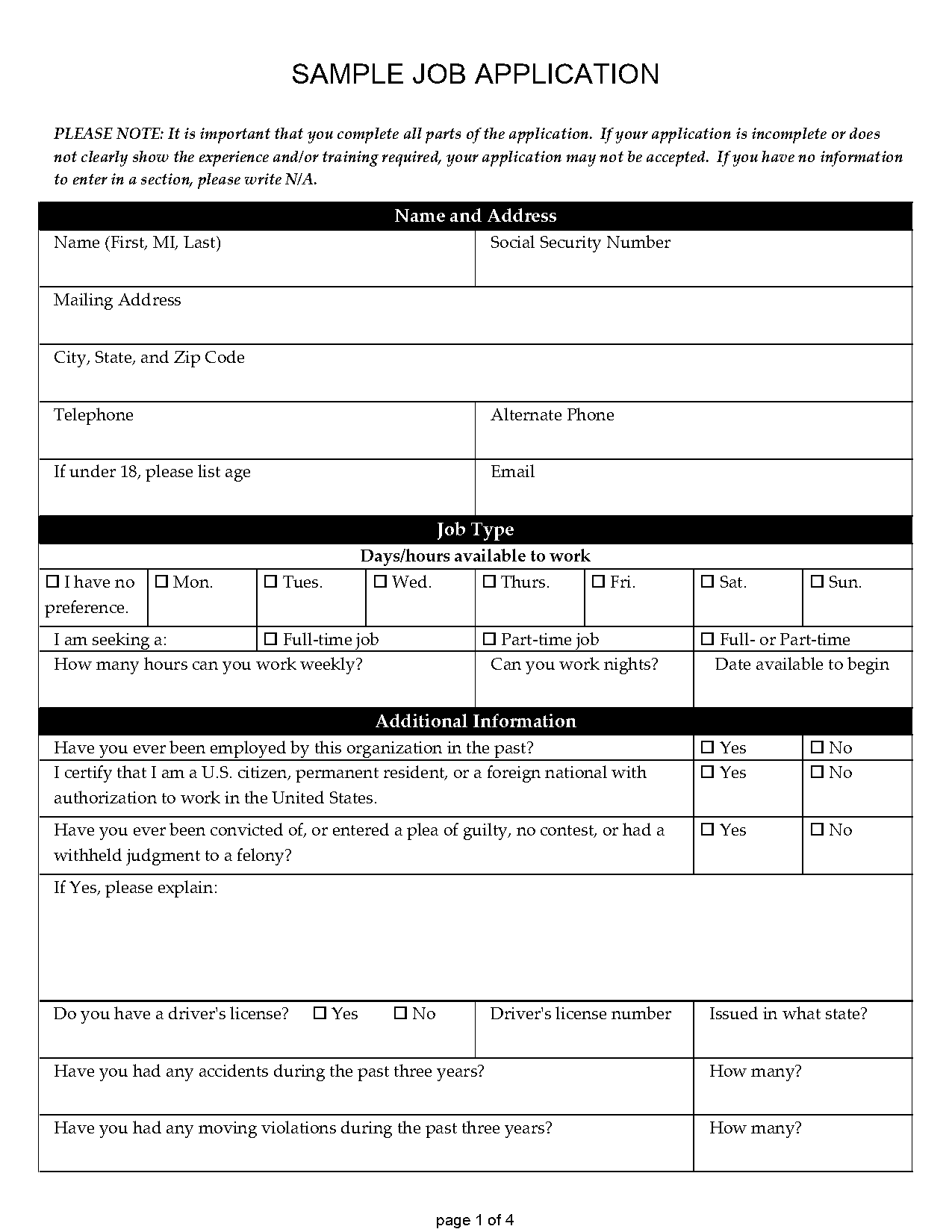 job application and resume model