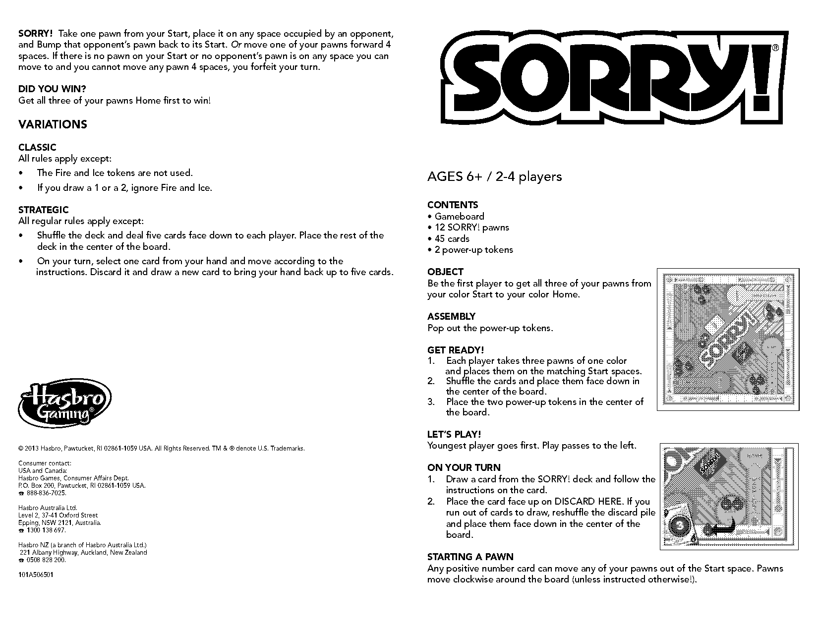 game instructions for sorry fire and ice