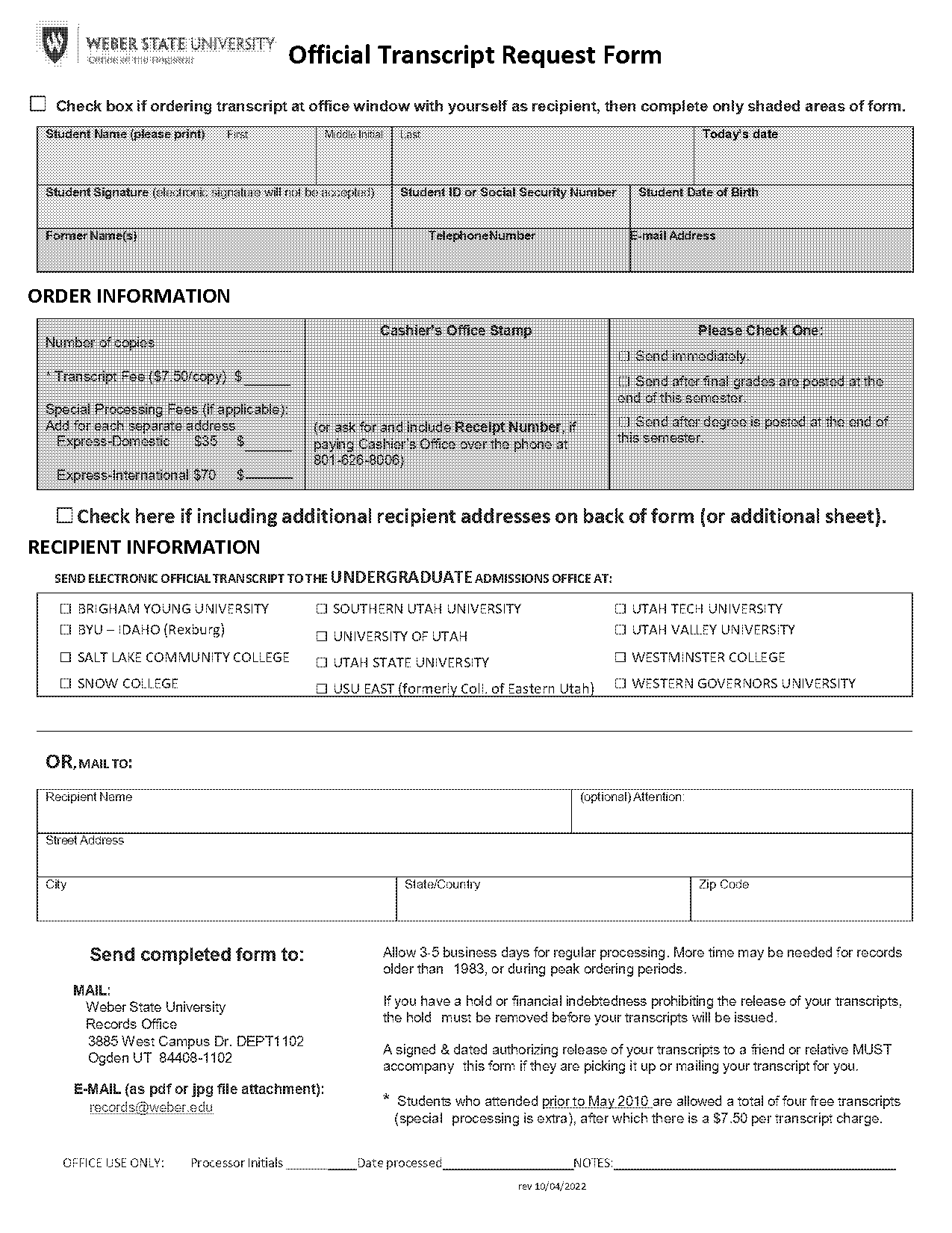 brigham young university transcript office