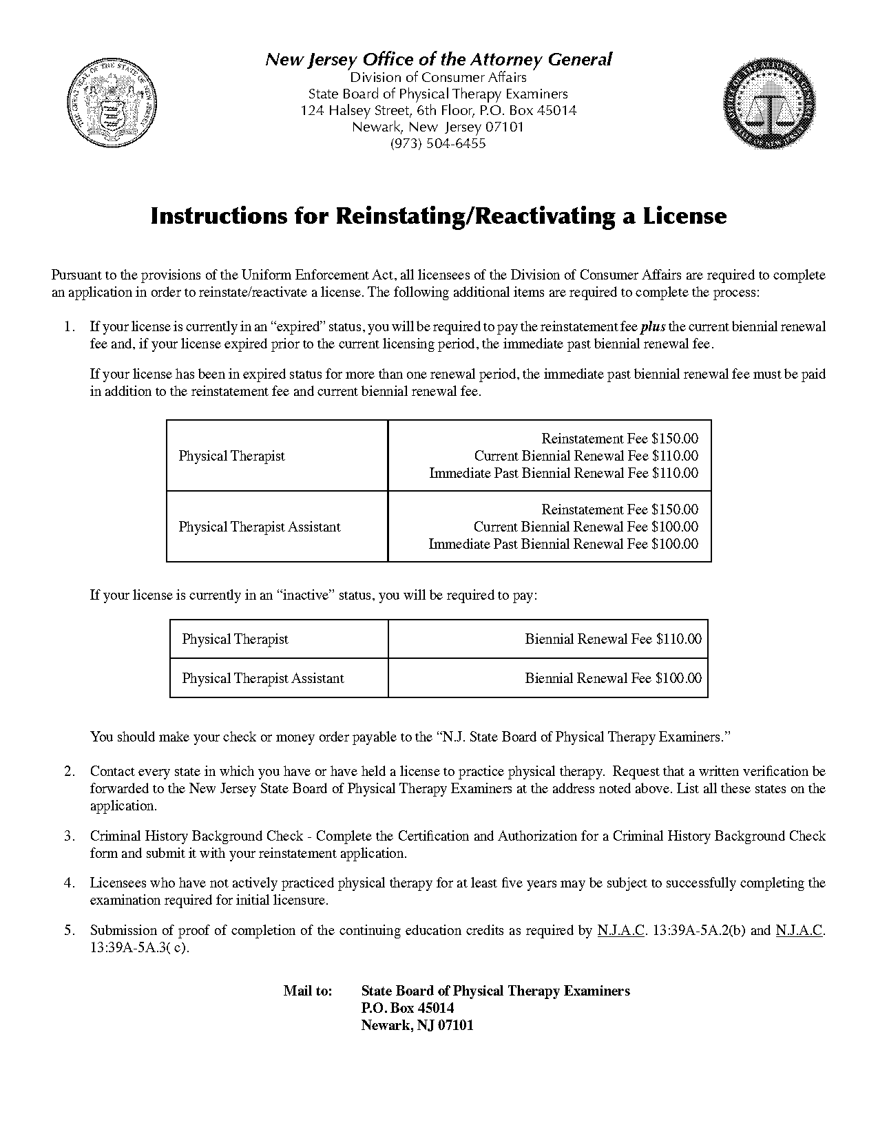 renew new jersey license instructions