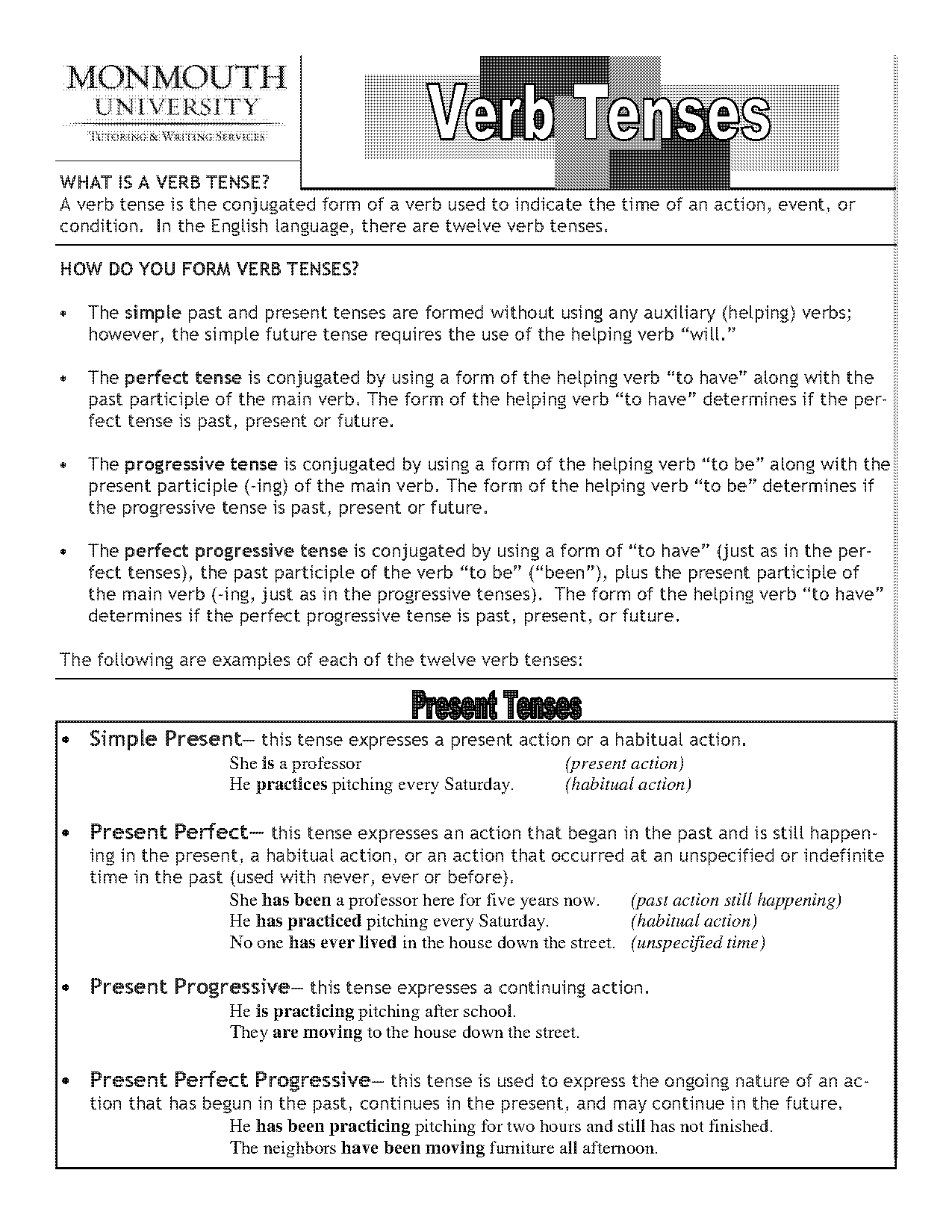 past and present and future tense list