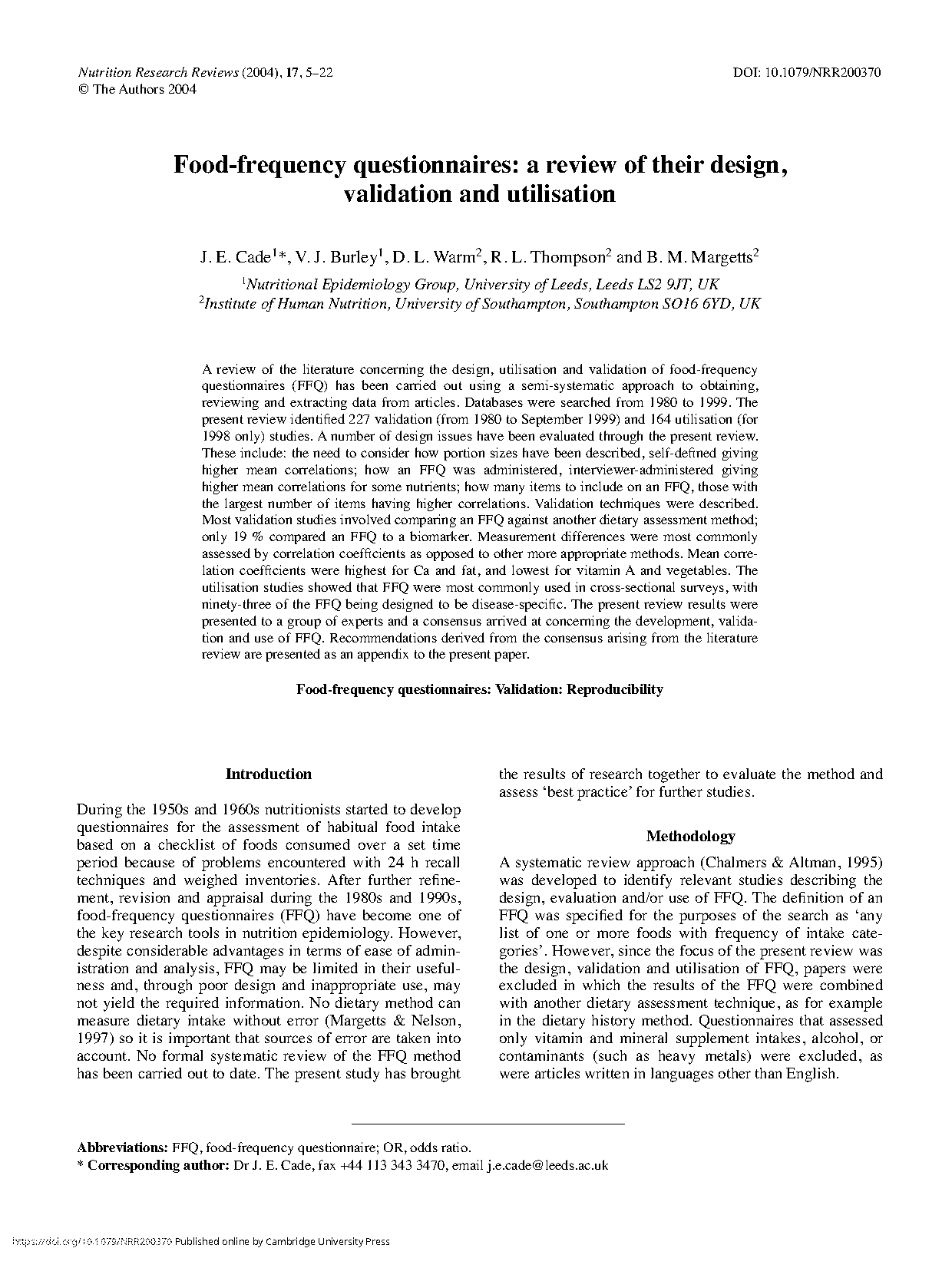 validation of two food frequency questionnaires for dietary calcium assessment