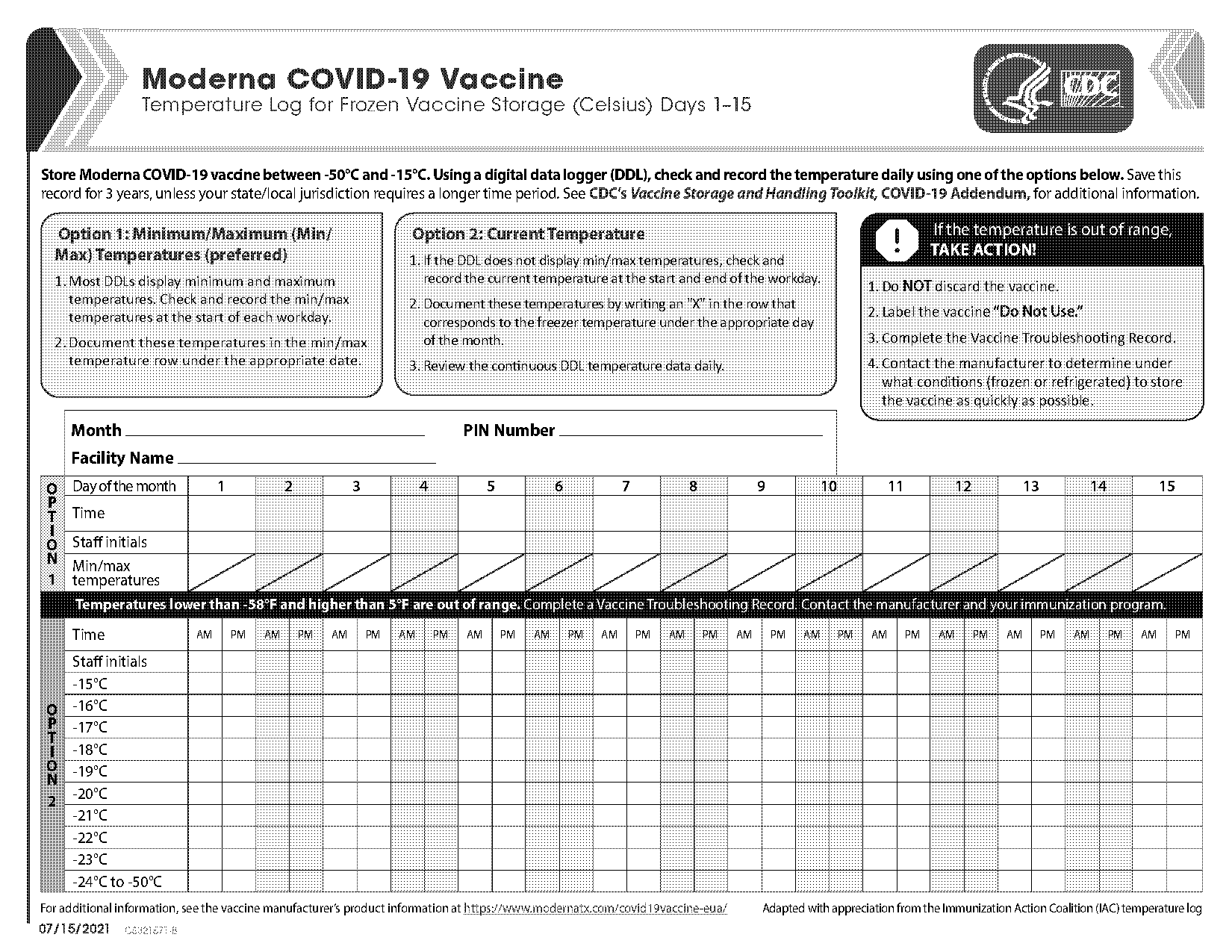 moderna vaccine temp requirements