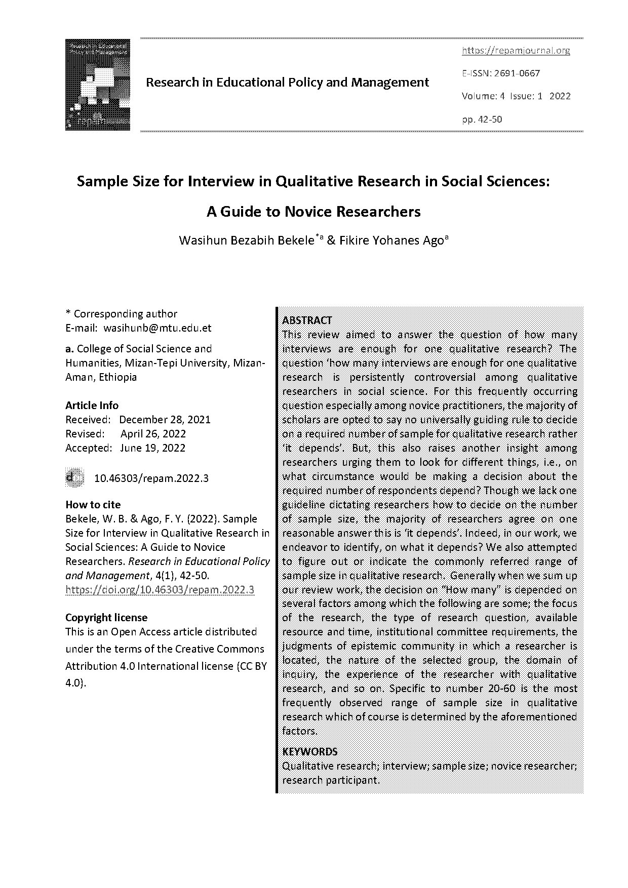 reasonable sample size for a study in people