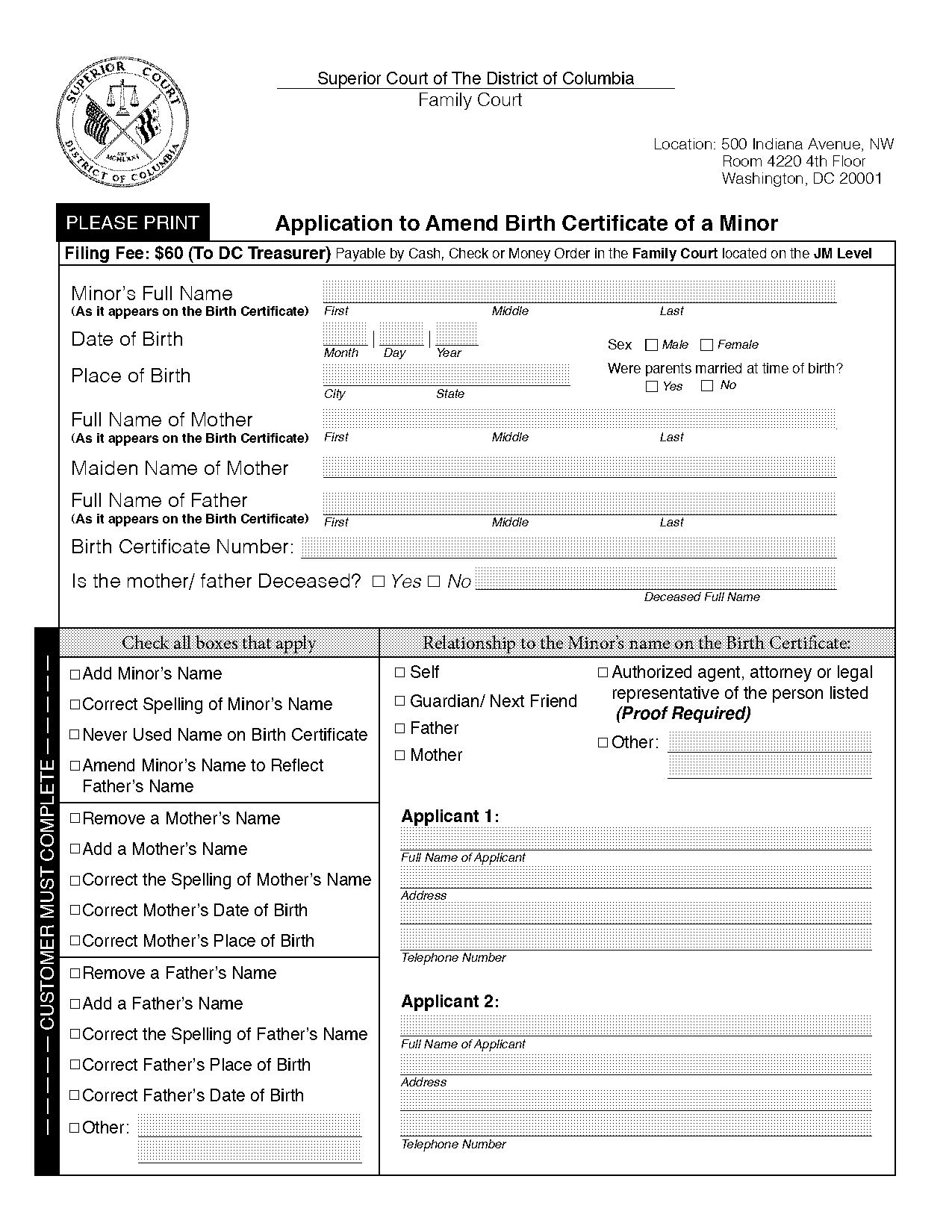 affidavit of discrepancy birth order