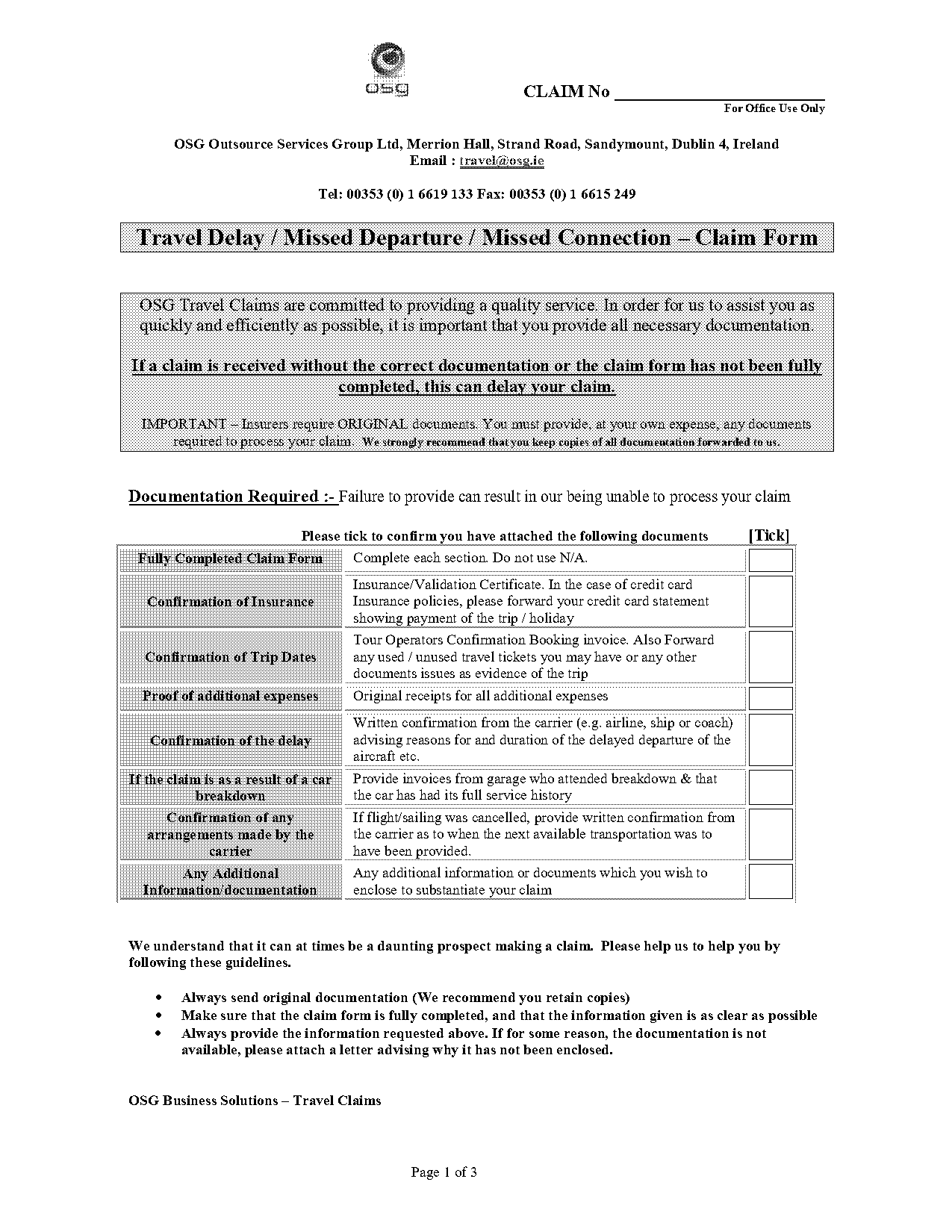 travel insurance missed connection