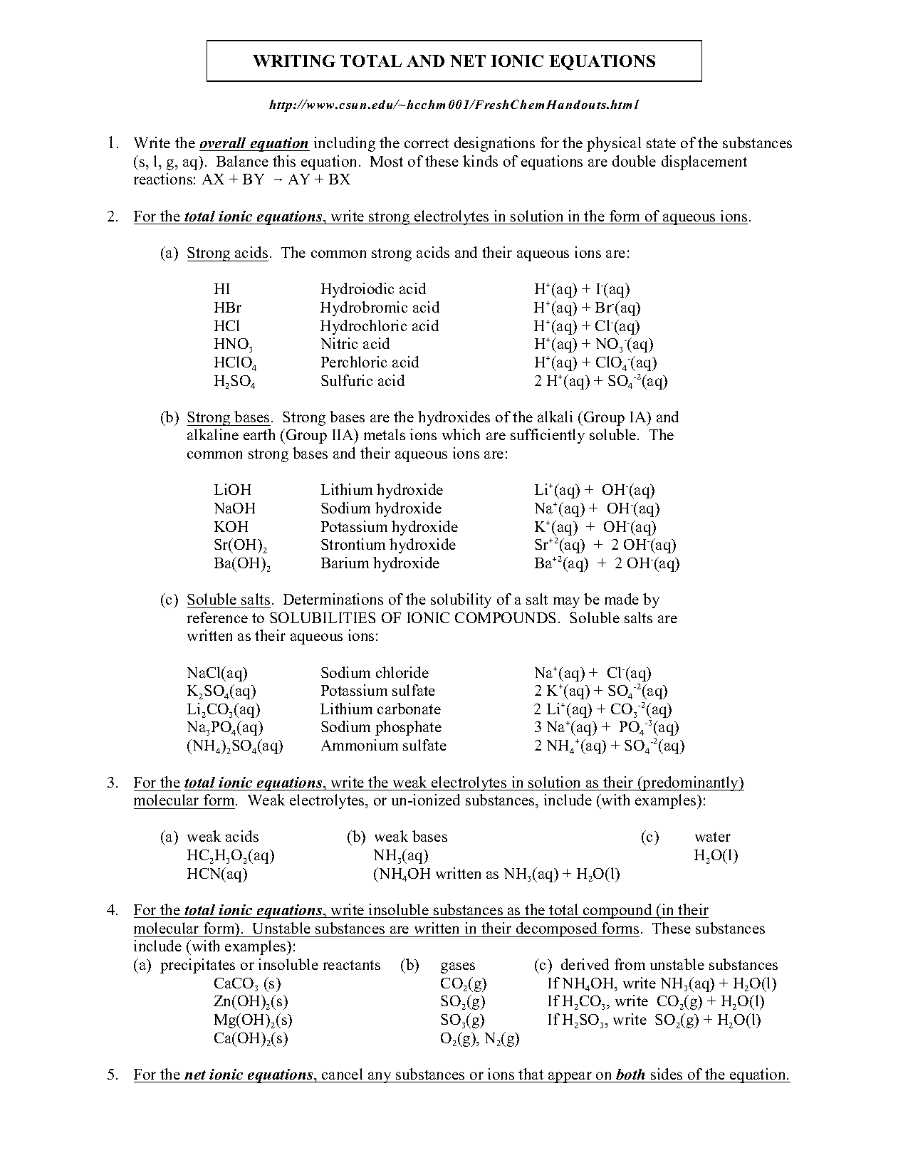 how to write an overall molecular equation from ionic