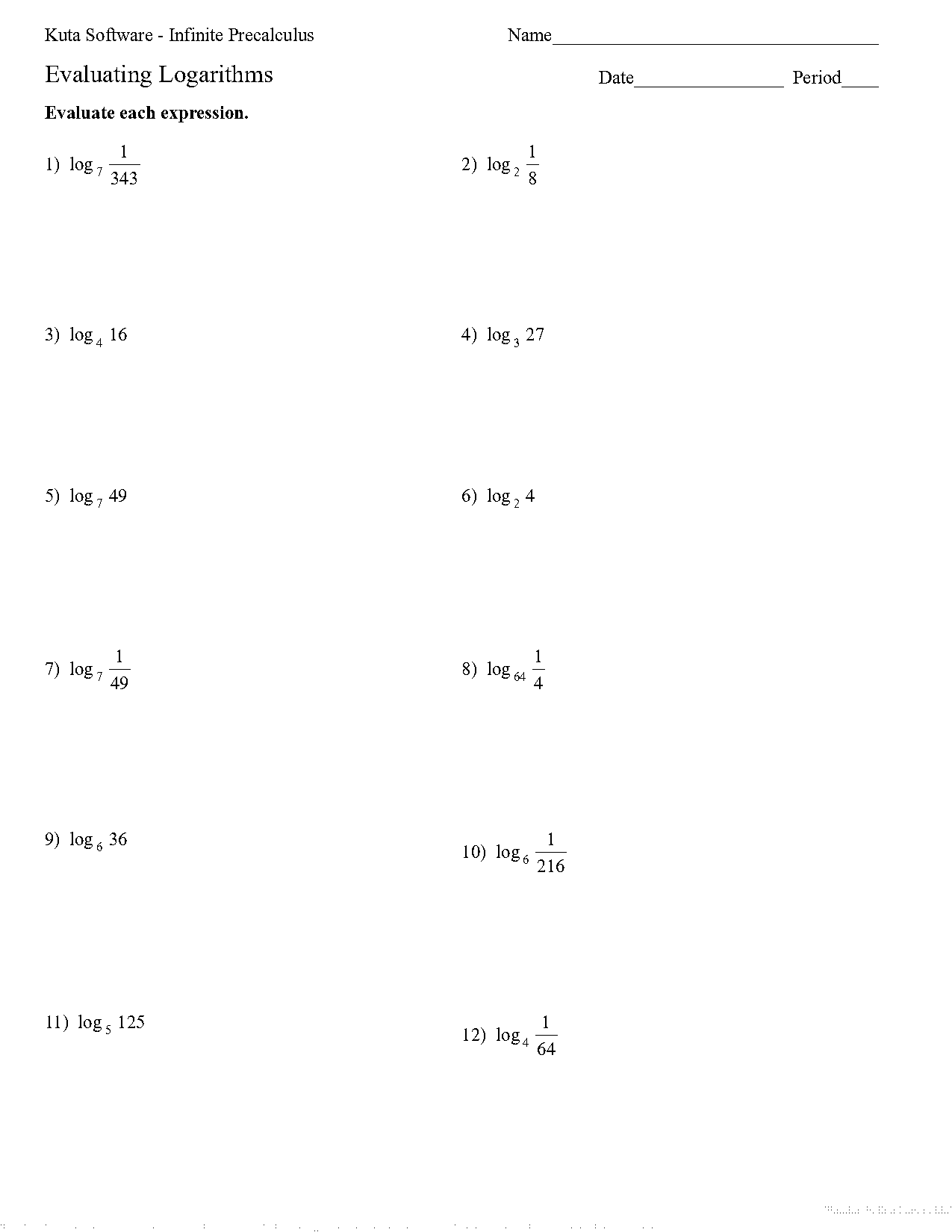 how to evaluate log form