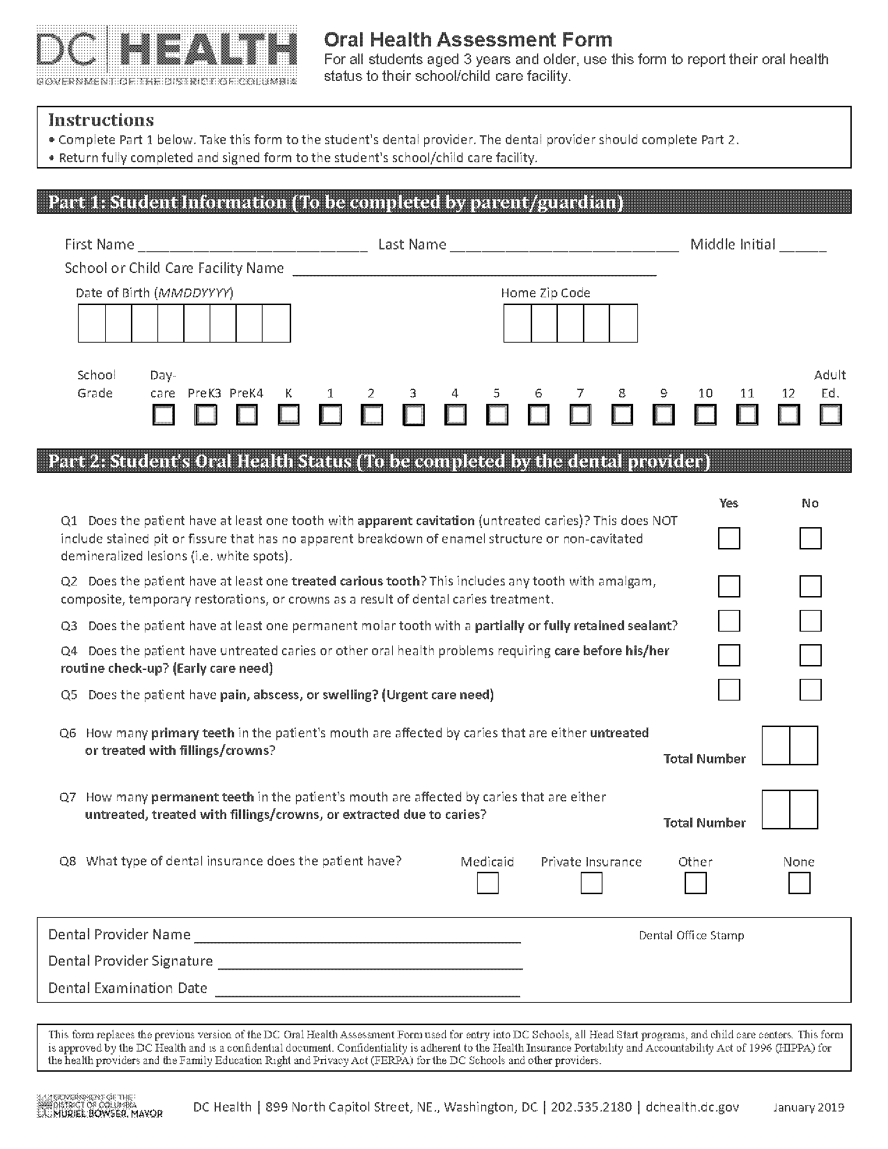 health assessment form template