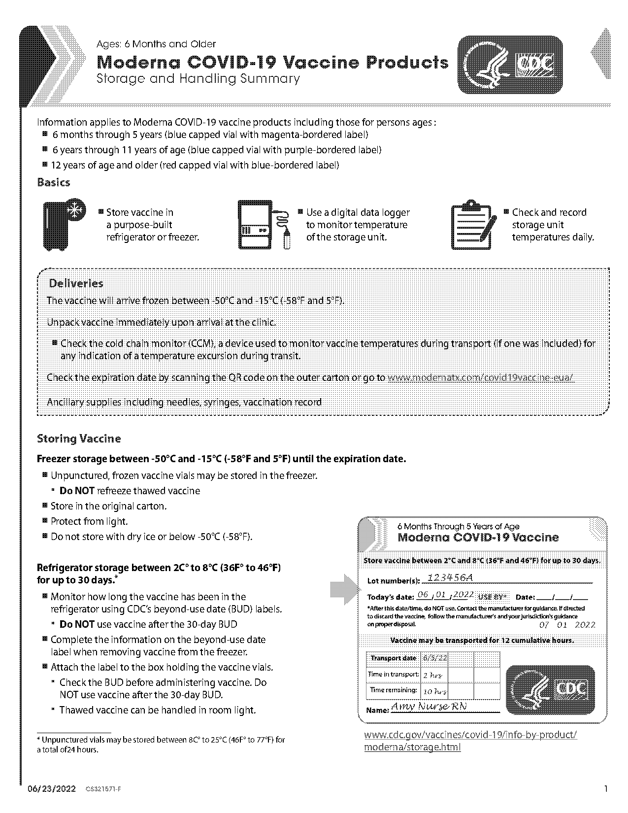 moderna vaccine temp requirements