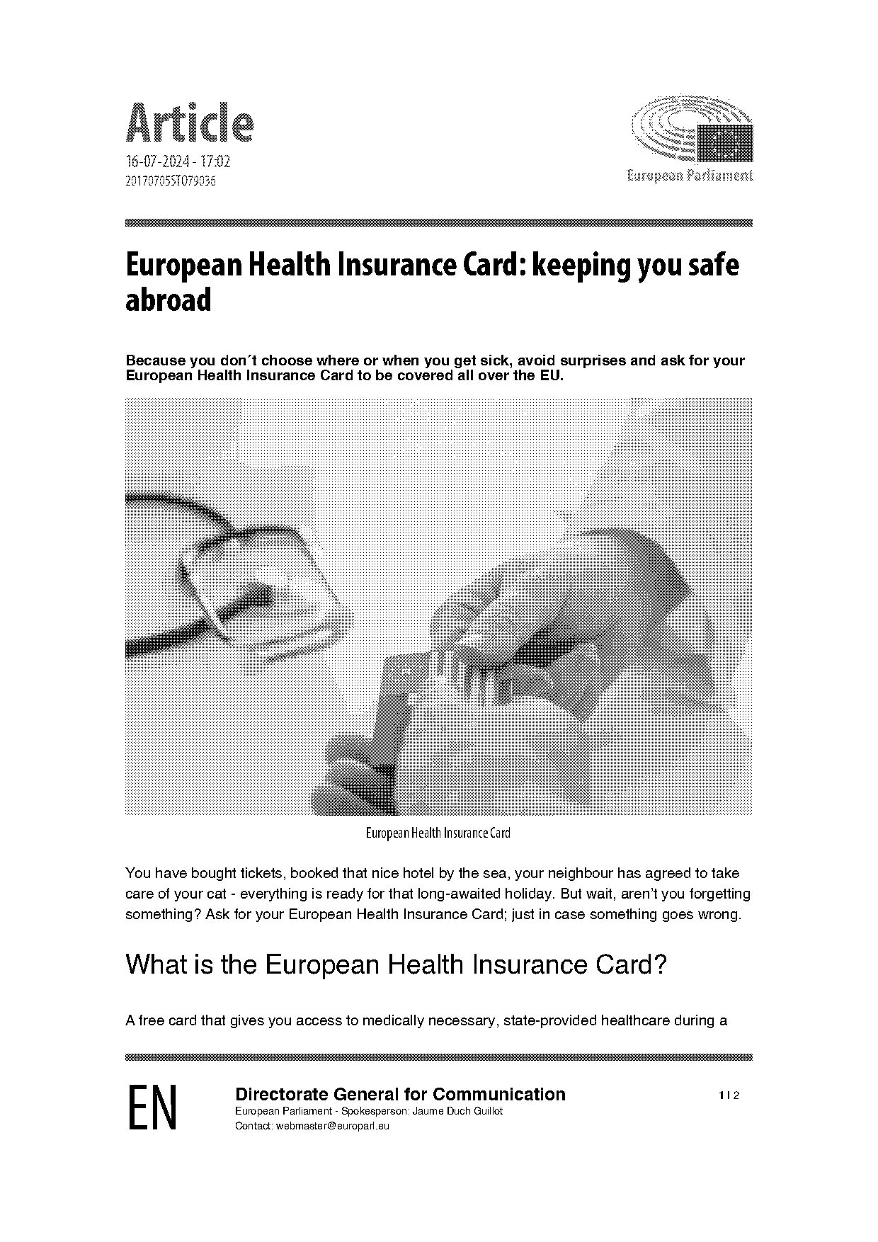 european health insurance card free