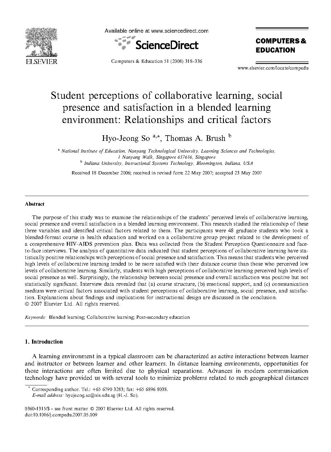 collaborative learning social presence and satisfaction clss questionnaire