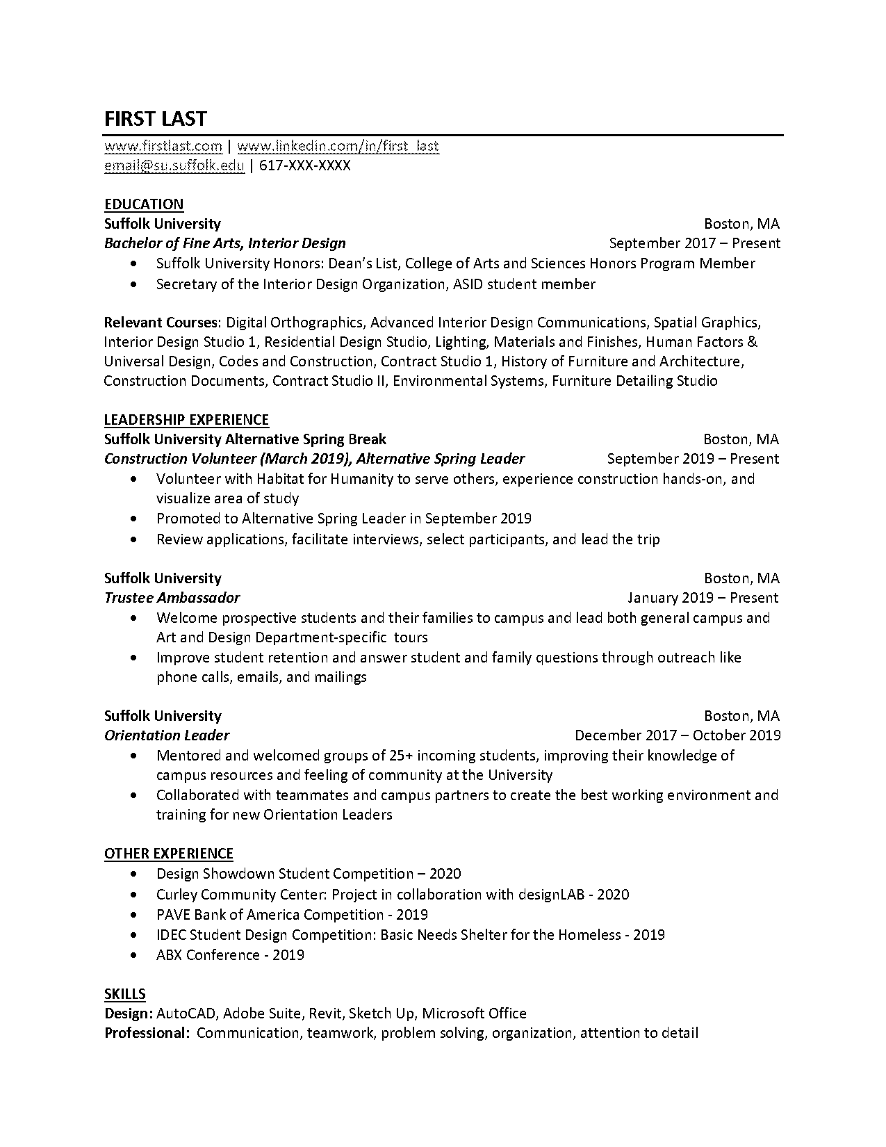 interior design resume help