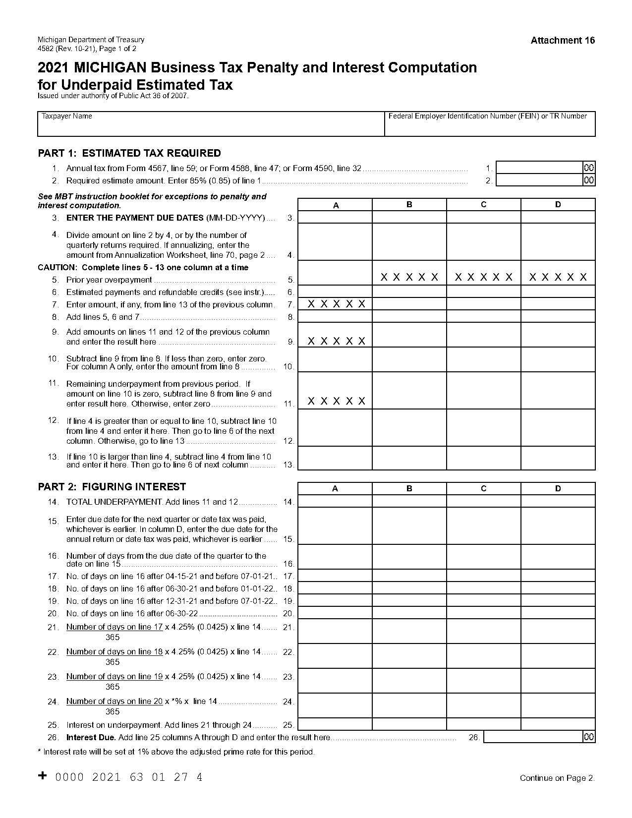 michigan estimated tax payment penalty