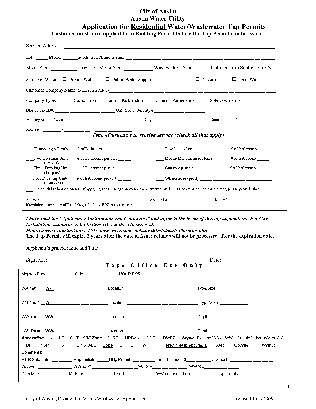 city of austin water meter application