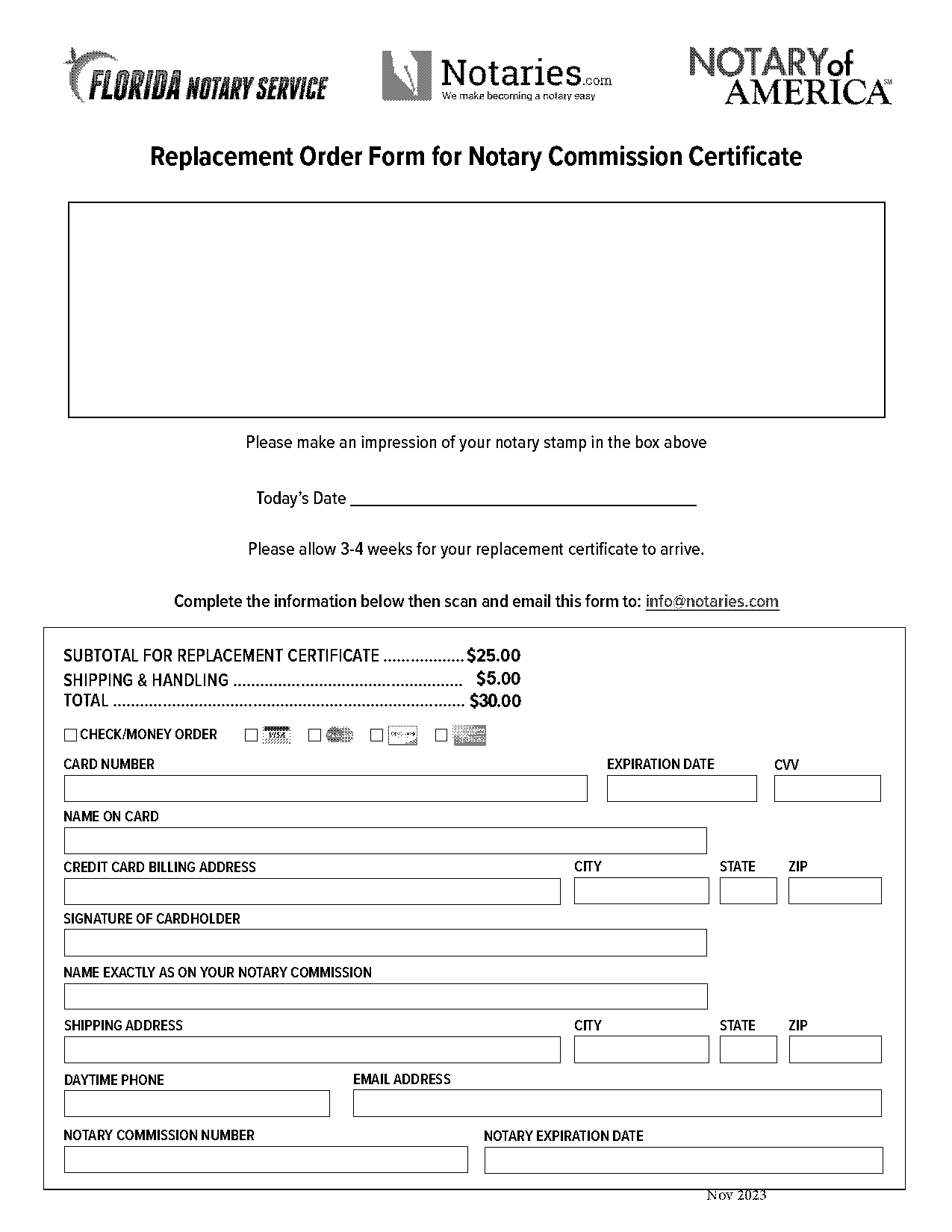 how to get my florida notary commission certificate