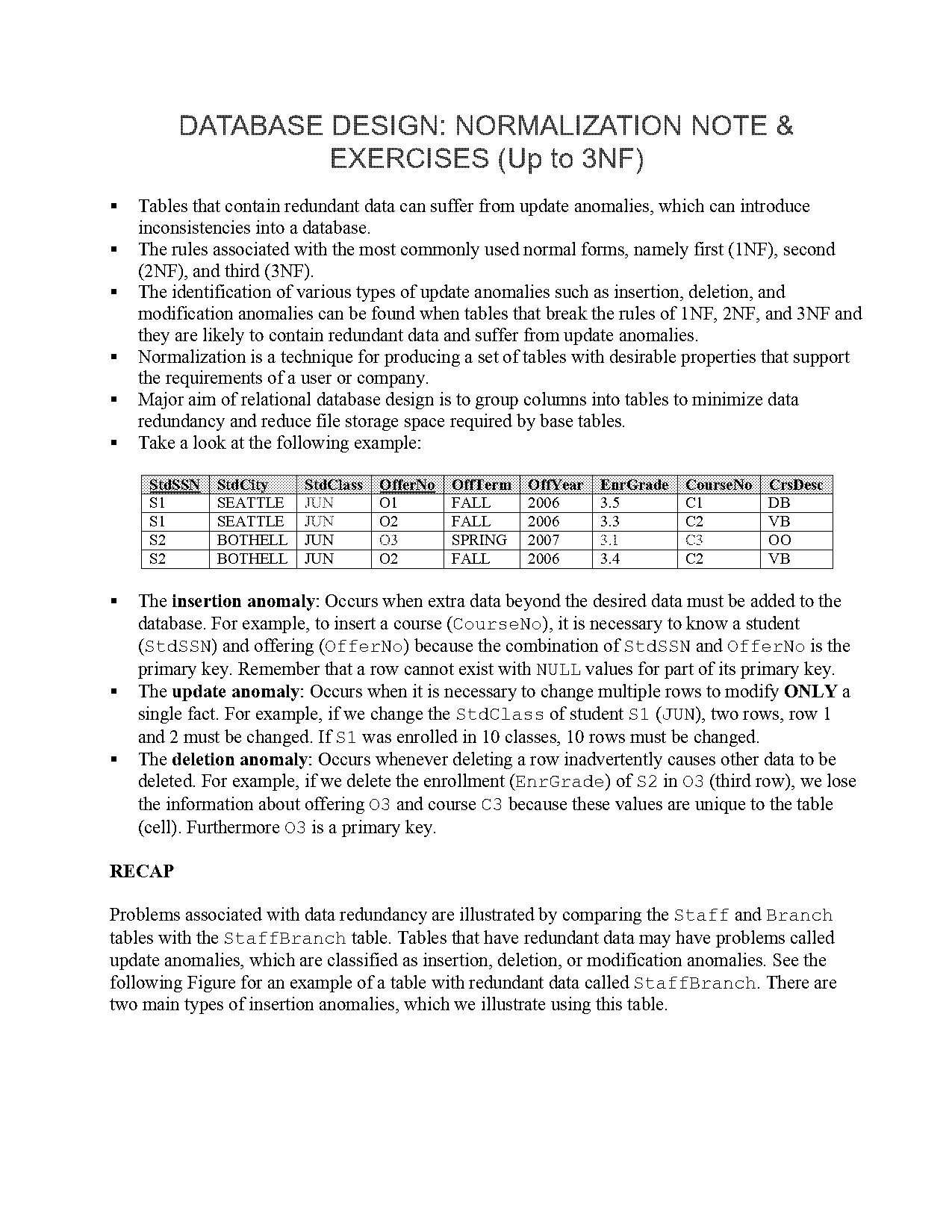 database normalization questions and answers pdf