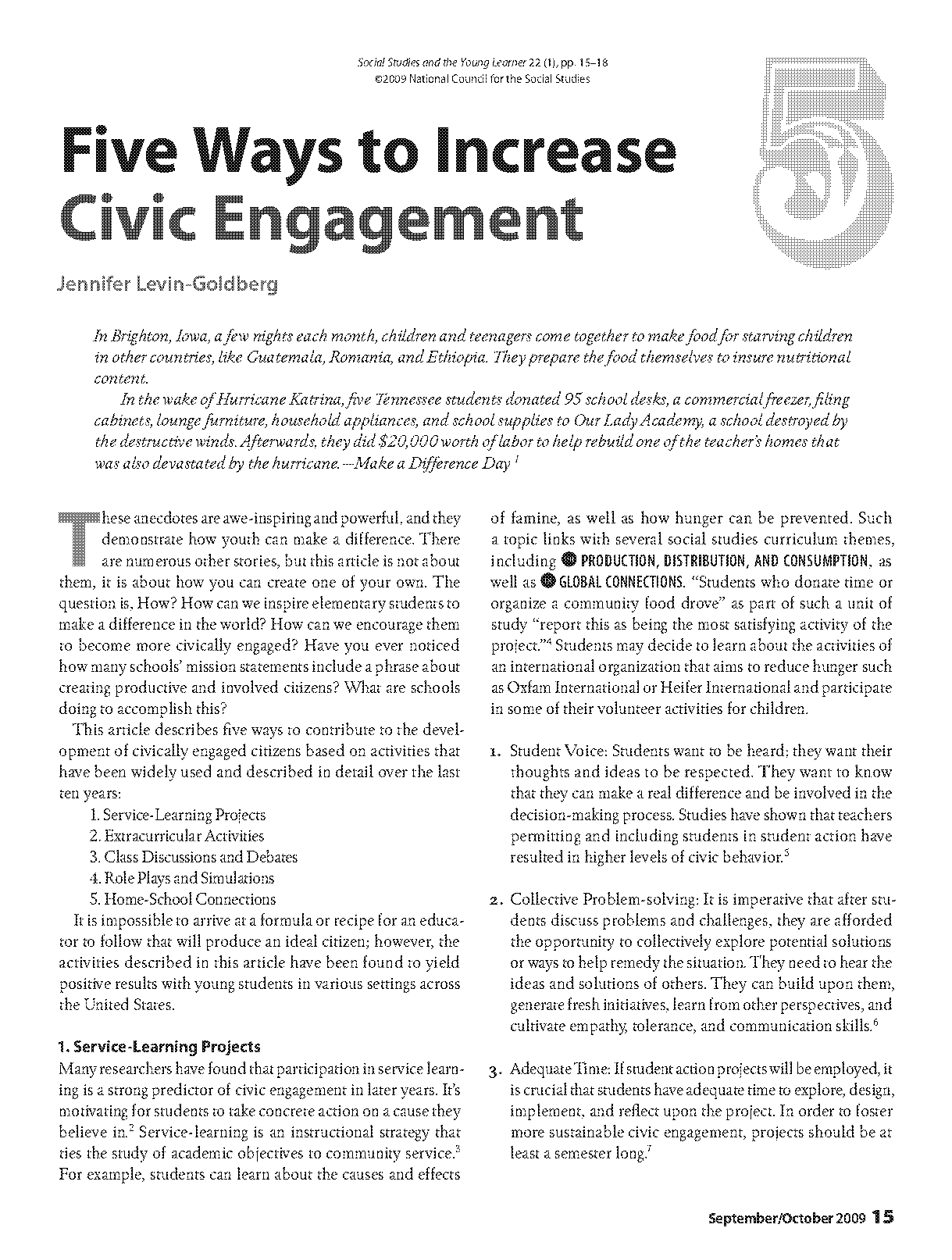 civic engagement journal articles