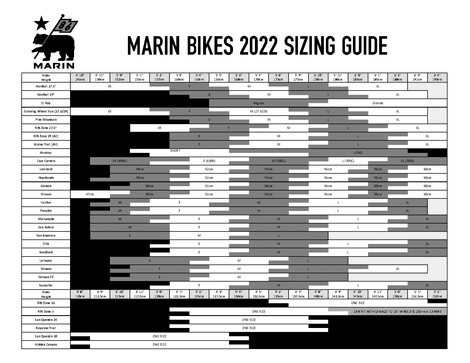 amazon bike size guide