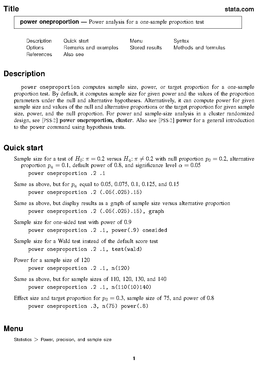 sample size calculation one sample