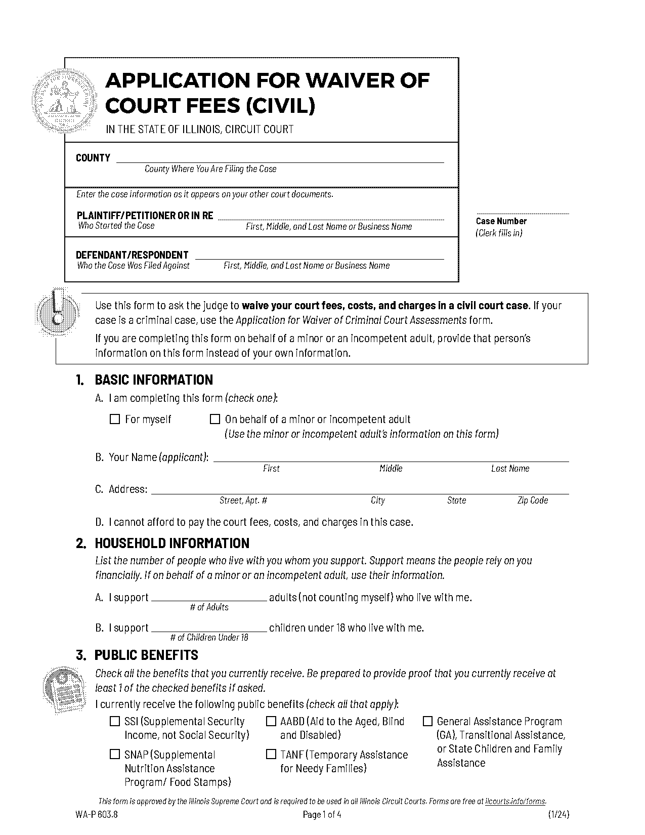 illinois small claim fee waiver