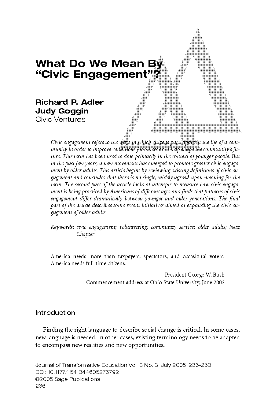 civic engagement journal articles