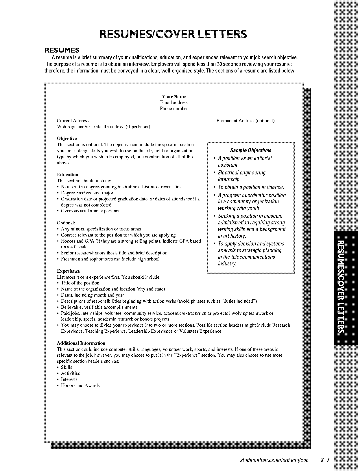 free resume page layout