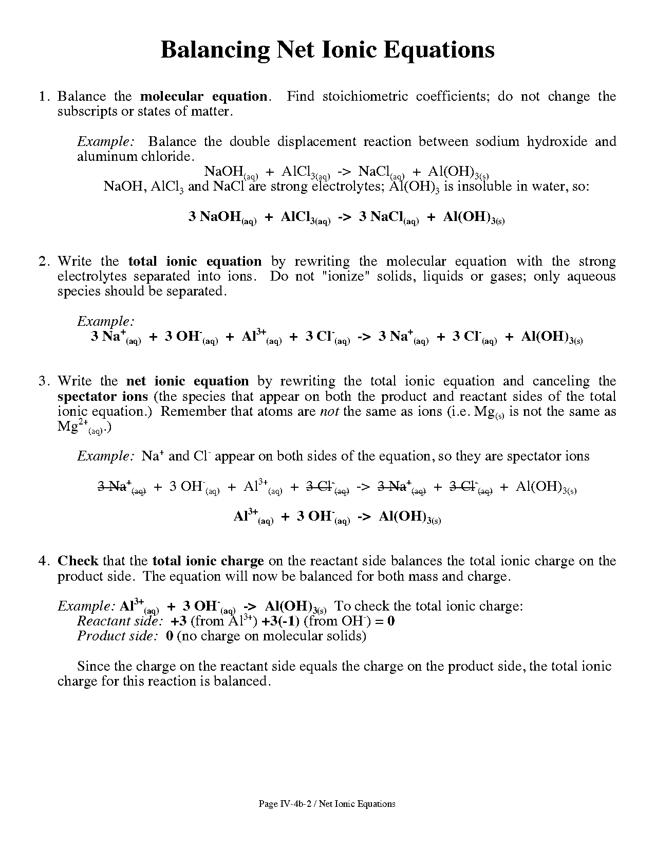 how to write an overall molecular equation from ionic